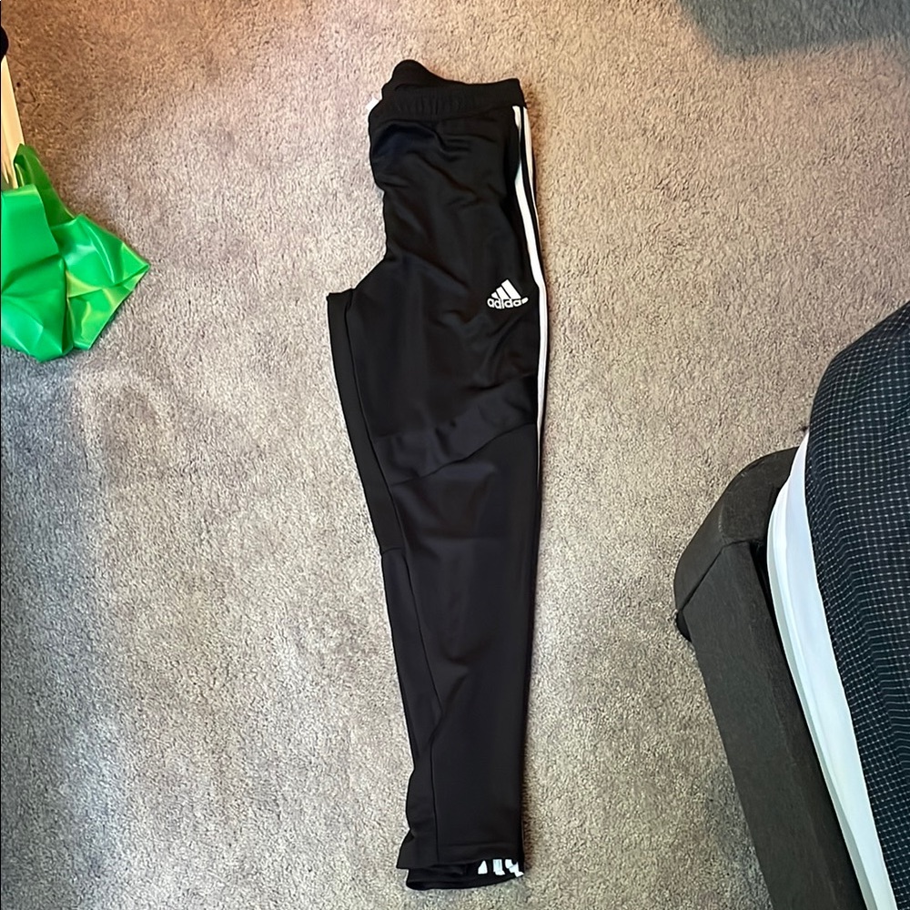 Adidas Black and White Joggers with Tapered Fit